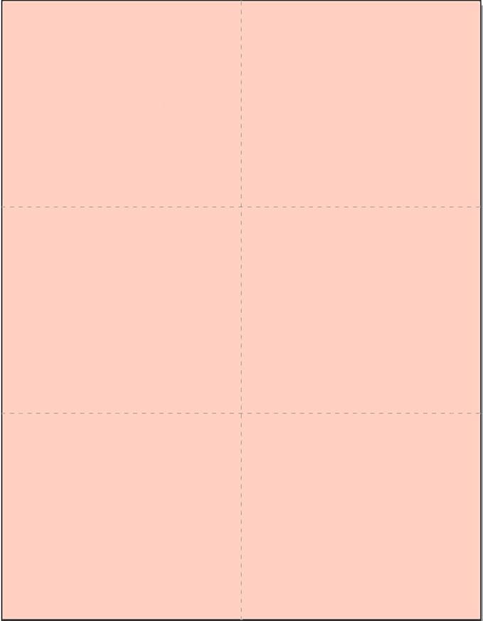 Limited Papers (TM) 8.5x11 Perforated Paper, 20/50 Pound, 75 GSM, Variety of Perforation Sizes and Colors, for Forms, Tickets, Postcards, Business Cards. (Peach, 6 up)