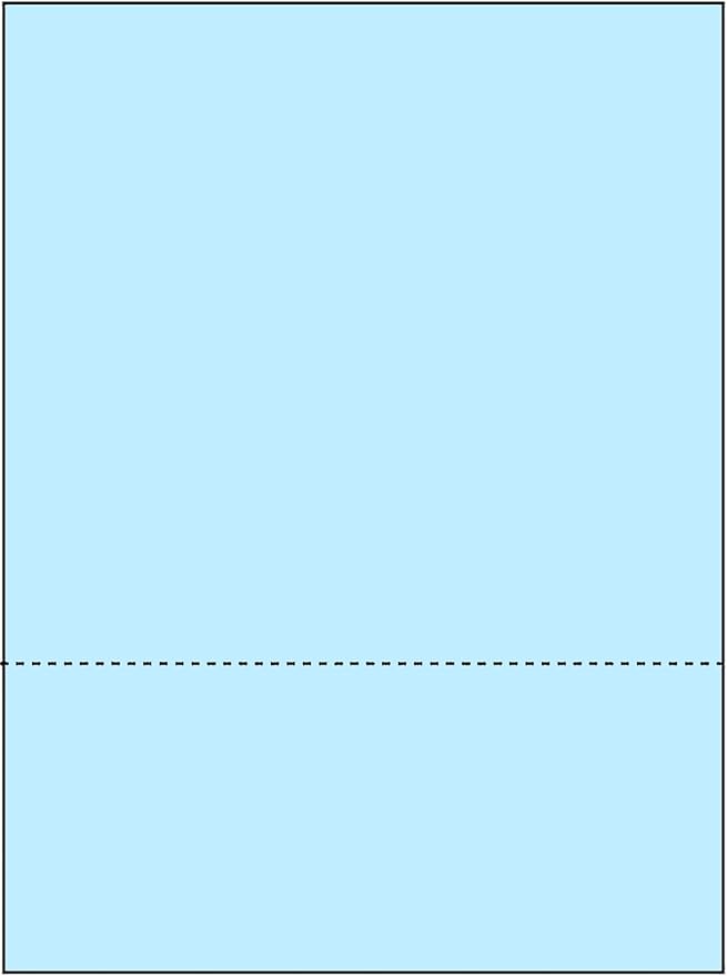 Limited Papers (TM) 8.5x11 Perforated Paper, 20/50 Pound, 75 GSM, Variety of Perforation Sizes and Colors, for Forms, Tickets, Postcards, Business Cards. (Blue, 2 up – 3.5” from bottom)