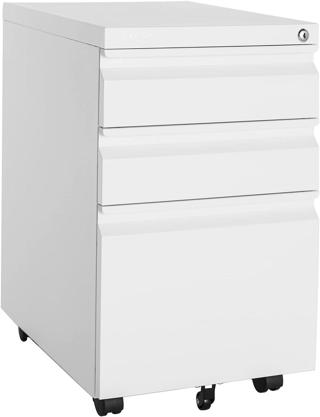 MIIIKO 3 Drawer File Cabinet, Rolling File Cabinet Under Desk, Metal Filing Cabinets for Home Office, Deep Drawers for Hanging Legal Letter Folders, Full Assembled Except Casters