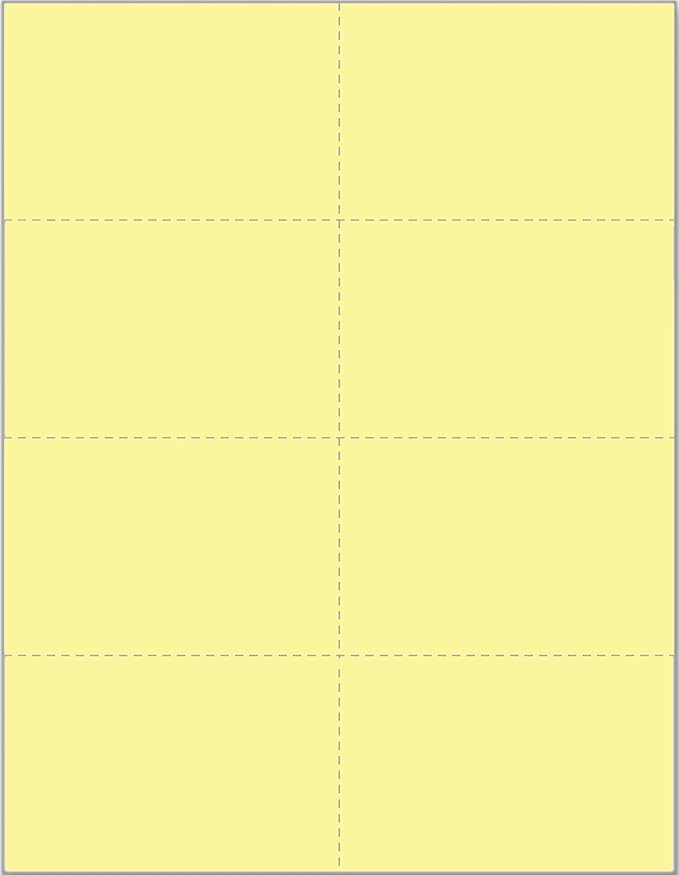 Limited Papers (TM) 8.5x11 Perforated Paper, 20/50 Pound, 75 GSM, Variety of Perforation Sizes and Colors, for Forms, Tickets, Postcards, Business Cards. (Canary, 8 up)