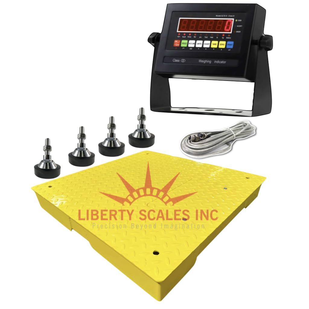 Liberty LS-800-3x3 NTEP Certified (Legal for Trade) Heavy Duty Industrial Floor Scale | 36" x 36" | Capacity of 5000 lbs x 1 lb Yellow
