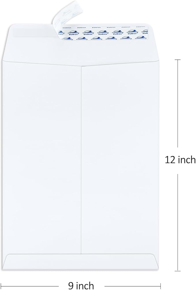 ValBox 9x12 Self Seal Catalog Envelopes 250 Packs White Envelopes with Peel and Seal Flap for Mailing, Organizing and Storage