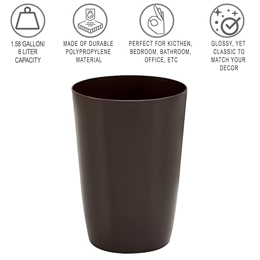 HOLDN’ STORAGE Small Trash Can - 1.58 Gallon Open Top Waste Bin, Compact Waste Can Perfect for Bathroom, Kitchen, Office, Dorm - Durable Garbage Can - Metallic Brown