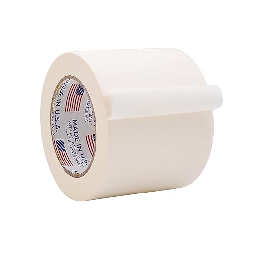 WOD MT5 Utility Grade Masking Tape, 4 inch x 60 yds. for Home or Office air-Dry Painting, Labeling, & Packing. Leaves no Residue