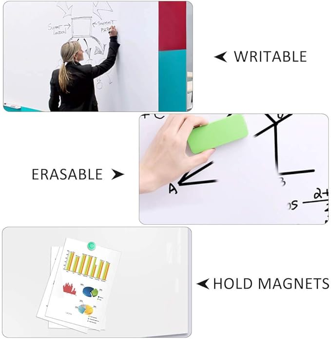 Magnetic Whiteboard Contact Paper for Wall 94 x 48 inches, Magnetic Dry Erase White Board Sticker with Non-Adhesive Backing for Office Home School