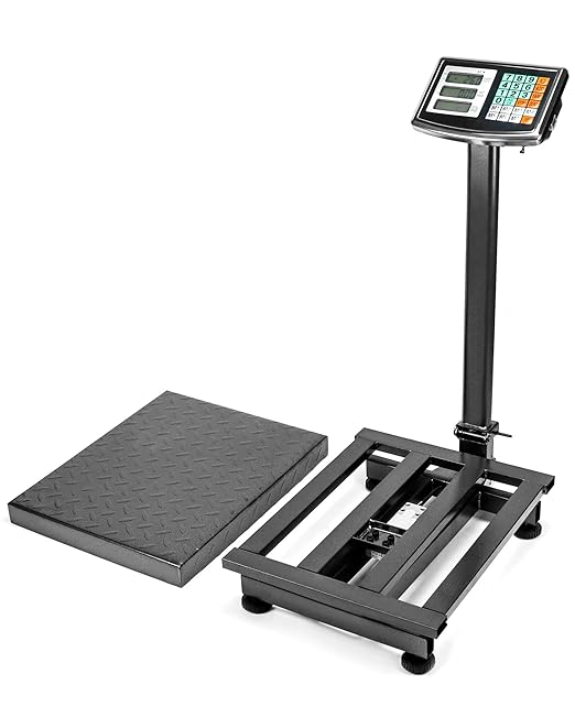 QWORK Foldable 600LB Weight Computing Postal Scale, Floor Platform Digital Scale, Accurate Warehouse Large Shipping Mailing LB/KG Calculator