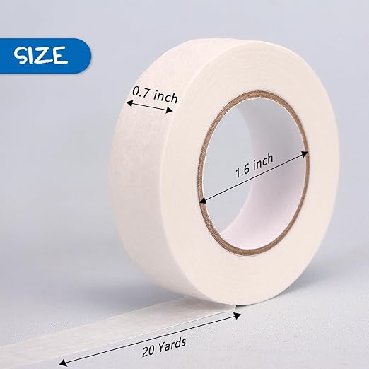 White Masking Tape 8 Rolls, 0.7 Inch x 20 Yards, Premium Quality, Multi-Purpose, Painters Tape for Home, Office & DIY Projects