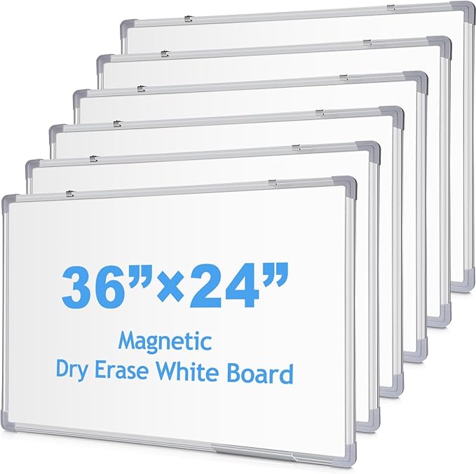 Tinlade 6 Pack Magnetic Dry Erase Whiteboard Message Presentation White Board White Board Dry Erase Aluminum Frame Hanging Whiteboard for School Home Office (36 x 24 Inches)