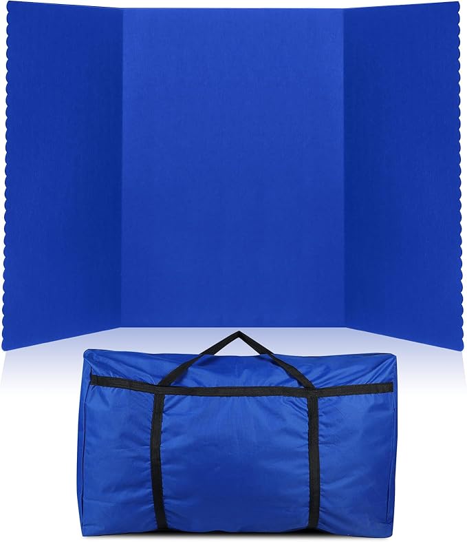 Paterr Trifold Poster Board with Storage Bag, Hook and Loop Fabric, Foldable 3 Panel Presentation Board for Science Fair and Exhibitions(Dark Blue,72 x 36 Inch)