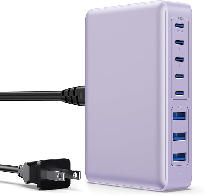 USB C Charger 300W USB C Charger Block 8-Ports GaN IV Fast Charging Station,PD 100W Laptop Charging Hub Wall Adapter Compatible with MacBook/Air,DELL,Steam Desk,iPhone 16/15/14,Galaxy S24 etc