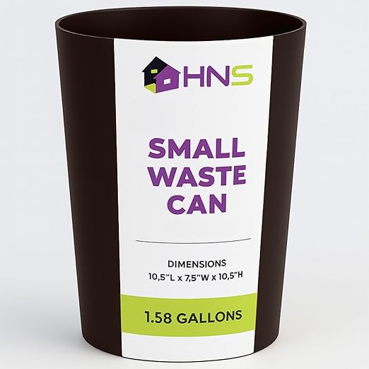 HOLDN’ STORAGE Small Trash Can - 1.58 Gallon Open Top Waste Bin, Compact Waste Can Perfect for Bathroom, Kitchen, Office, Dorm - Durable Garbage Can - Metallic Brown