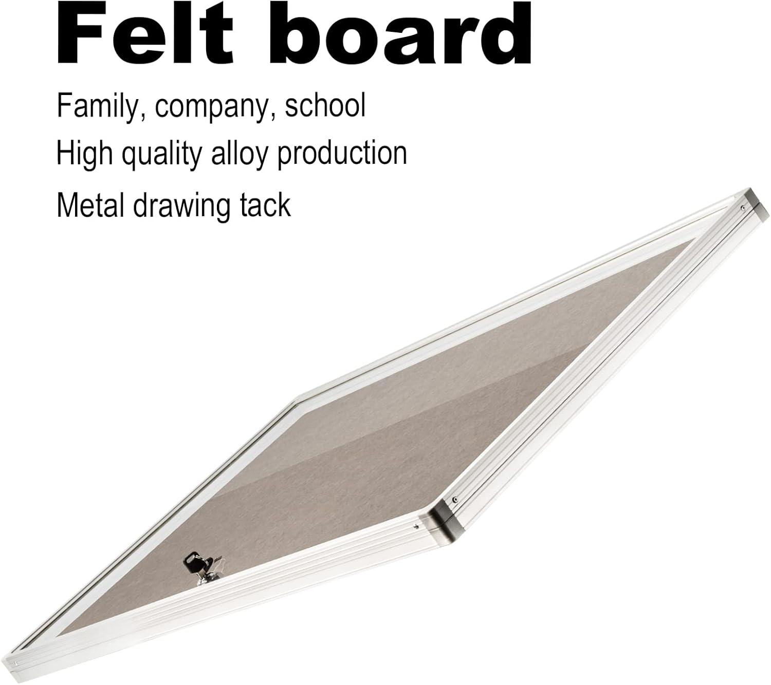 Enclosed Bulletin Board Lockable Display Case Message Board with Locking Door for Indoor, Grey Felt, Aluminum Frame, 36 X 24 in