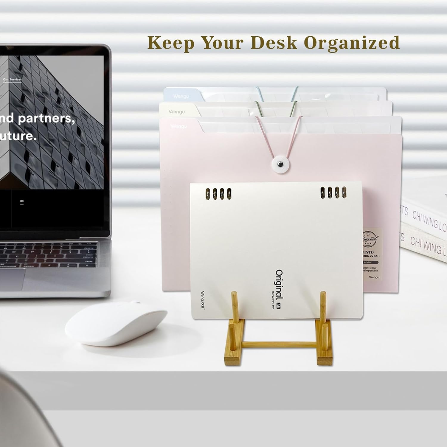 2 Pack Mail Organizer for Desk, Wood Mail Holder Countertop with 5-Slot, Small Letter Sorter File Holder,Office Desktop Envelope Organizer and Book Display Rack