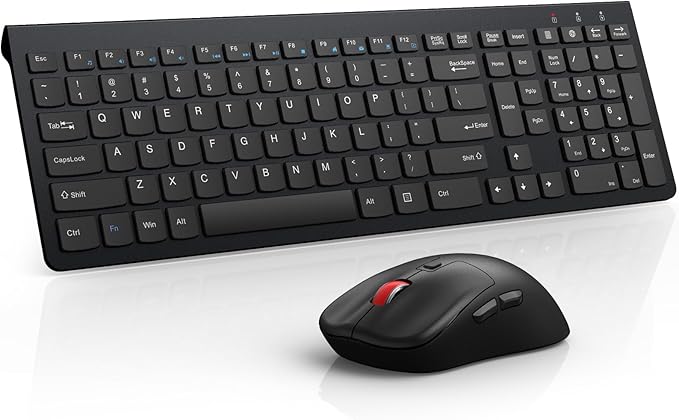 Wireless Keyboard and Mouse Combo,Quiet Click,Full Size Design with Number Pad,Ergonomic Mouse with 5 DPI,Sleep Mode-GAMCATZ 2.4G Slient Portable Cordless Combo for Laptop/PC/Computer/Mac(Black)