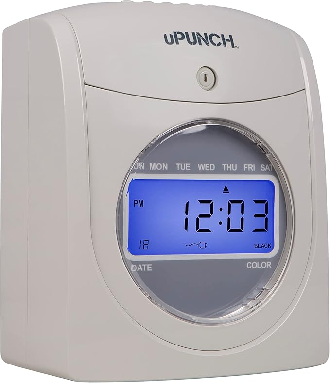 uPunch HN2500 Calculating Time Clock Bundle for Small Business: Auto Align Employee Time Tracking System with 100 Time Cards, Ribbon, and Keys