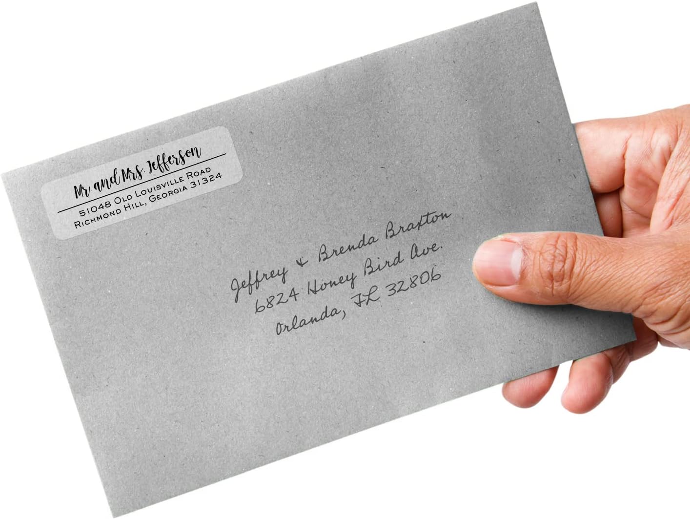 Clear Mixed Font Rolled Address Labels / 500 Personalized Return Address Labels/Designer Address Stickers in Elegant Plastic Dispenser