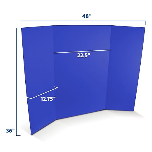 Flipside Products 36” x 48” Foam Project Boards for Presentations, Science Fair, School Projects, Event Displays and Trifold Picture Board - Blue - 3 Pack