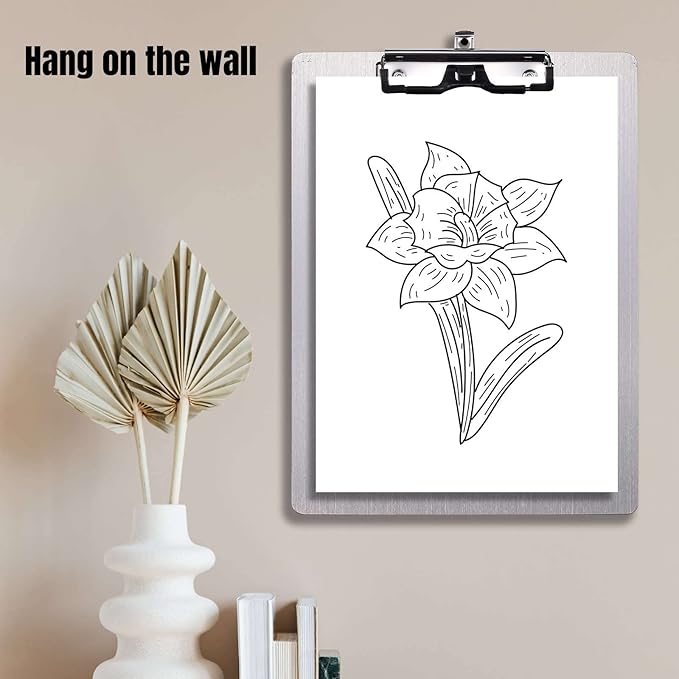 304 Stainless Steel Metal Dry Erase Clipboards with Pen Holder,Double-Sided Anti-Fingerprint White Board,Letter Size(Not to be adsorbed by Magnets)