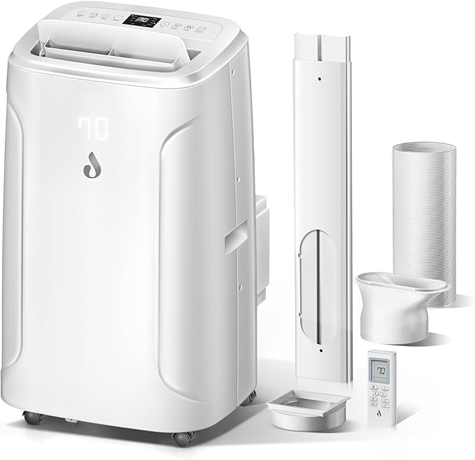 12,000 BTU Portable Air Conditioners Cools up to 550 Sq.Ft 4-in-1 Poratble Ac Units for Room with Cooling Dehumidifier Fan Sleep Mode 24h Timer Remote Control and Window Installation Kit Included