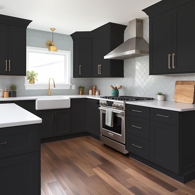 Shaker Style Charcoal Black RTA Solid Wood Base Cabinet with 3 Drawers and Soft Close Feature, 12" W x 24" D x 34.5" H, Perfect for Standalone Use or Kitchen Cabinet Combinations