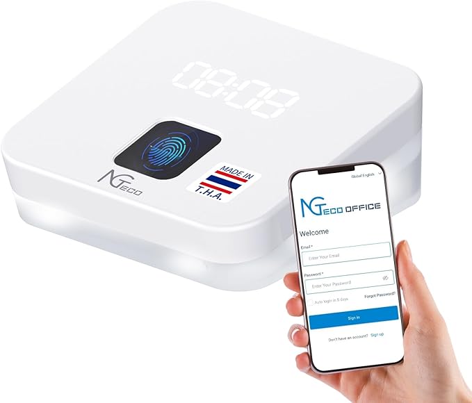 NGTeco Time Clock Cloud-Based, TC4 Fingerprint Time Clocks for Employees Small Business, 2.4G WiFi Customization Rule Clock in Machine with Remote Control Software & iOS/Android App, No Monthly Fee