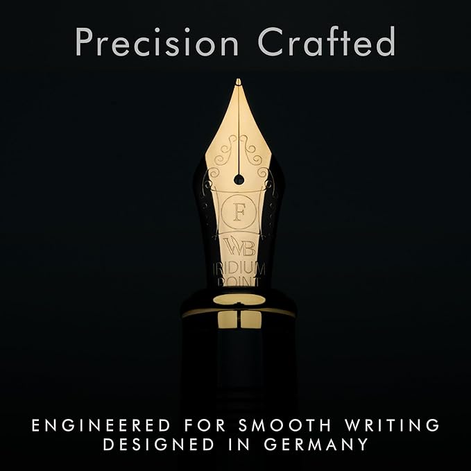 Wordsworth & Black Majesti Fountain Pen-(Red), Luxury Case, 24K Gold Finish; 18K Gilded Fine Nib- Ink Cartridges, Refillable Ink Converter-Calligraphy Pen-Best Business Gift Set for Men & Women