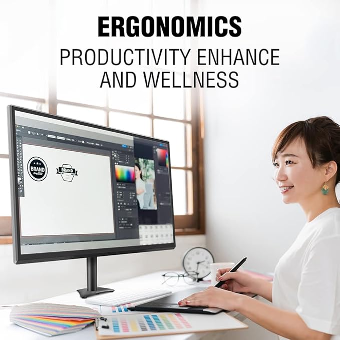 ELG Full Motion Swivel Monitor Desk Mount Stand up to 34'' Screen, Adjustable Arm Height Position, Computer Monitor Stand, Gaming/Home Office, F50N, Black