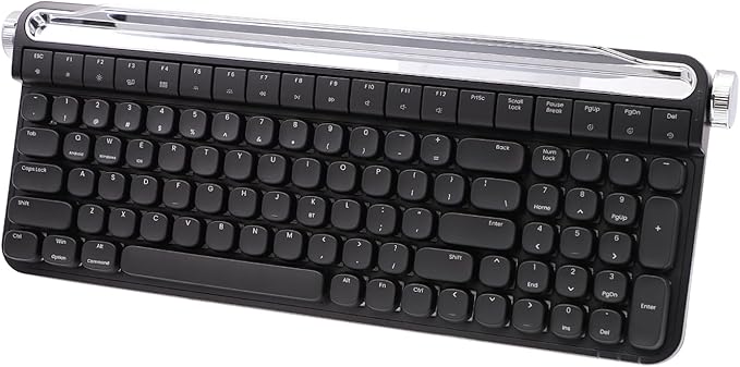 ACTTO B705 Retro Mechanical Keyboard, Bluetooth, Vintage Style with LED Backlight, 100 Keys, Gaming Keyboard for Windows/macos/iOS/Android, Blue Switch (Black)
