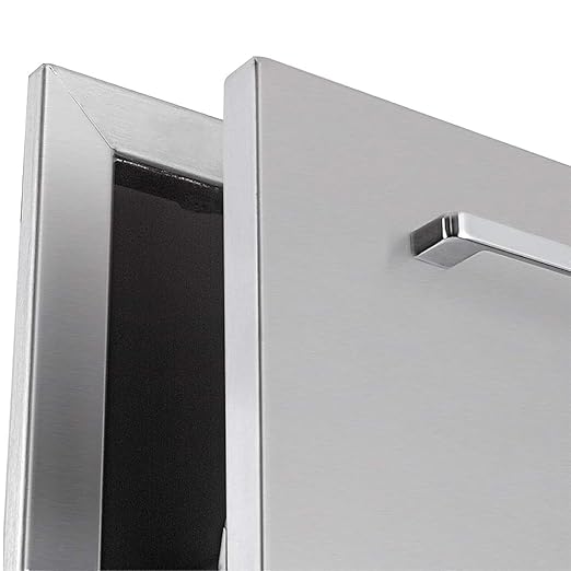 Pull-Out Trash Drawer Stainless Steel Outdoor Kitchen Trash Drawer Storage for Two 10 Gallon Commercial Wastebaskets (W/handle-17x23x16)