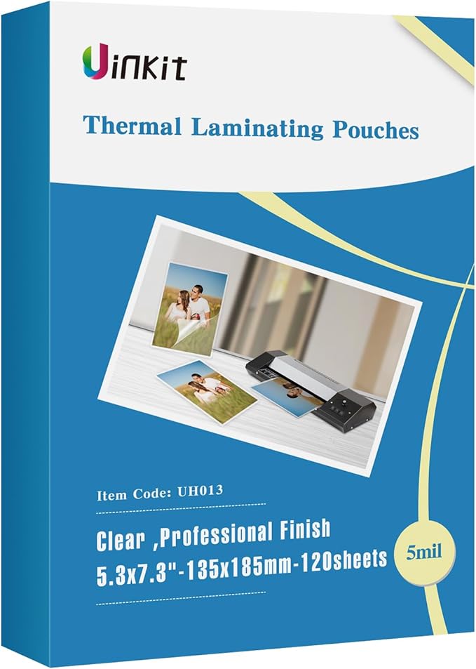 Uinkit Photo Laminating Pouches 5x7 inches 5mil Thickness Extra Protection 120Pack Thermal Laminating Sheets Professional Quality,Glossy Clear Laminator Pouch Rounded Corner