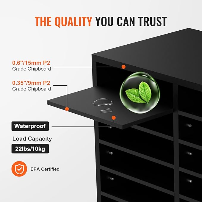 VEVOR Literature Organizers, 12 Compartments Office Mailbox with Adjustable Shelves,Wood Literature sorter 20.4x12x16.1 inches for Office, Home, Classroom, Mailrooms Organization, EPA Certified Black