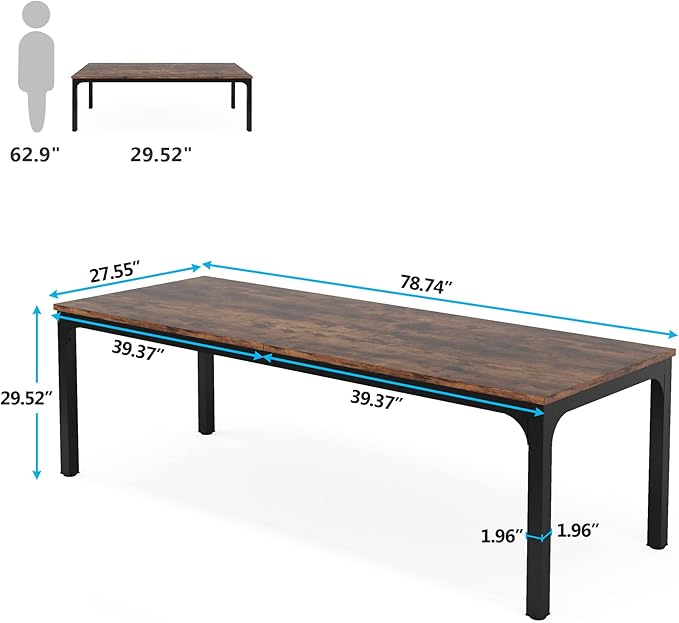 Tribesigns 6.5FT Conference Table, 78.7 Inche Rectangle Meeting Seminar Table, Large Business Tables for 6-8 People (Only Table)