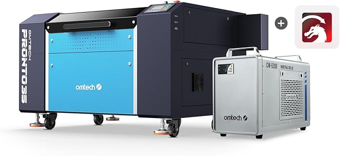 OMTech Pronto 90W CO2 Laser Engraver with Water Chiller&LightBurn, 28"x20" Laser Engraving Machine with Autofocus 2 Way Pass-Throughs Built-in Air Assist, Laser Cutter for Wood Glass Acrylic More