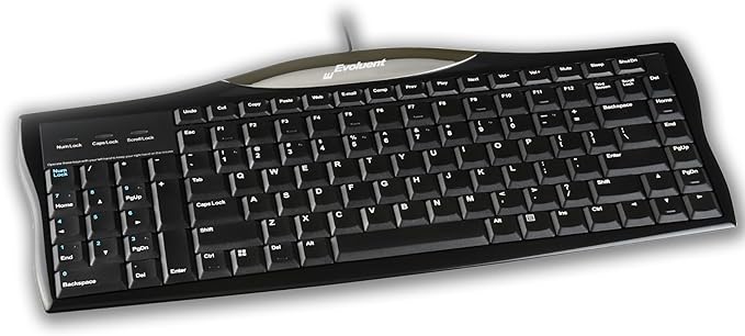Evoluent R3K Reduced Reach Right-Hand Keyboard – Wired USB Compact with Numeric Pad, Ergonomic Computer Keyboards for Comfortable Typing, Black Full-Size PC Keyboard with One-Touch Shortcut Keys