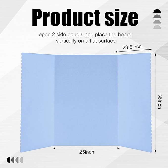 Paterr Trifold Poster Board with Storage Bag, Hook and Loop Fabric, Foldable 3 Panel Presentation Board for Science Fair and Exhibitions(Blue,72 x 36 Inch)