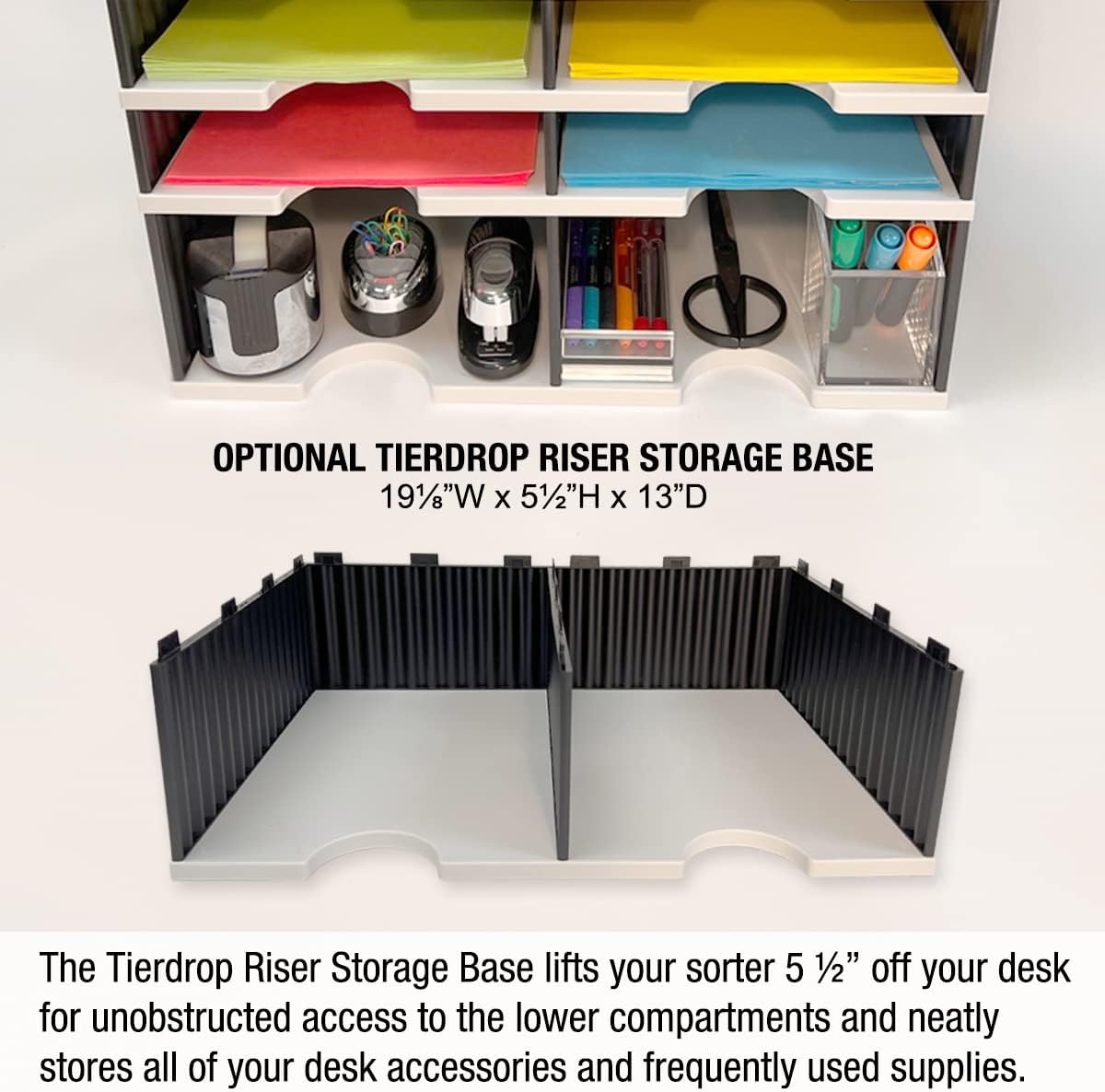 Ultimate Office TierDrop Desktop Organizer/Forms Sorter, 6-Compartments with Optional Add-On Tiers for Easy Expansion, Gray w/Black