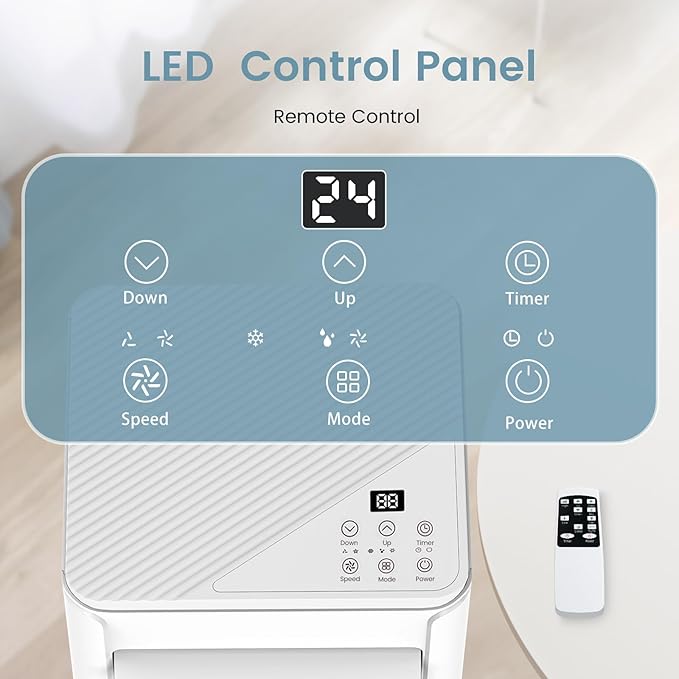 Antarctic Star 10,000 BTU Portable Air Conditioners Cools Up to 450 Sq.Ft, 4 Modes Portable AC with LED Display/Remote/24Hrs Timer for Home/Office/Dorms, White
