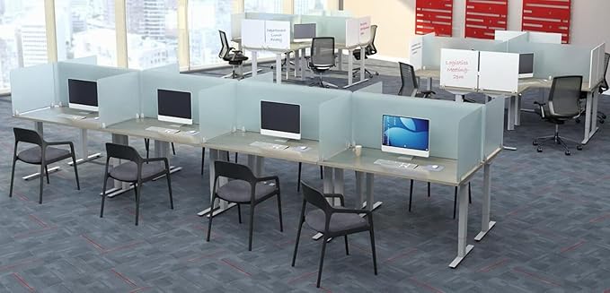 4PCS Desk Dividers Office Partitions, Privacy Desk Panel Protective, Frosted Acrylic Plexiglass Shield with Clamps for Offices Schools Call Centers - 23.6”L X15.8”W