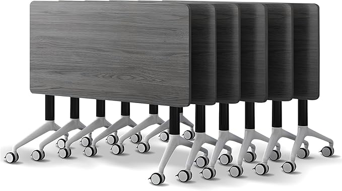 Conference Room Table with Flip-Top Design for Dynamic Meetings, Business Table Computer Desk with Heavy-Duty Frame,Foldable Seminar Meeting Tables for Home Office (6, B, 55.1IN)