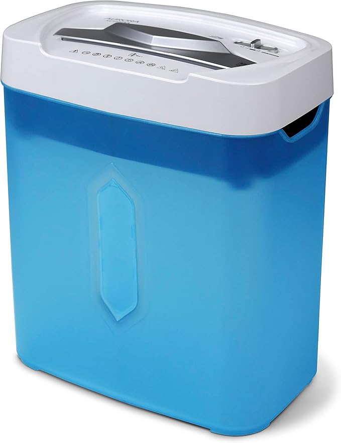 Aurora AU1232XA Anti-Jam 12-Sheet Crosscut Paper/Credit Card Shredder with 5.2-Gallon Wastebasket (White/Semi Translucent Blue)