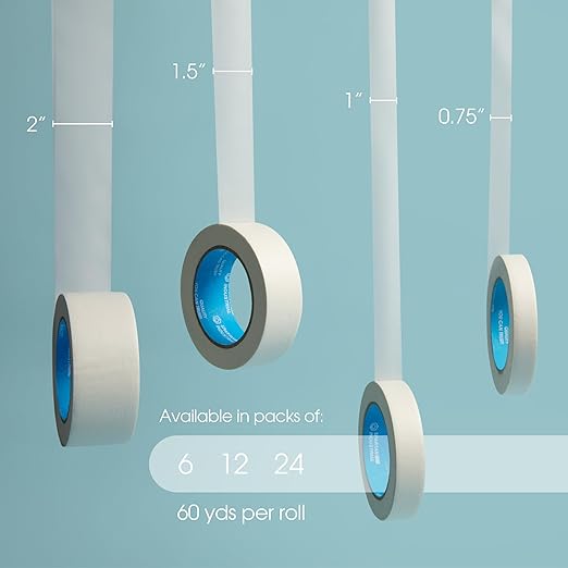 SPARTAN INDUSTRIAL - 1" X 60 yd Masking Tape for Labeling, Art Projects, and More - 24 Craft Tape Rolls, 5.5 Mil