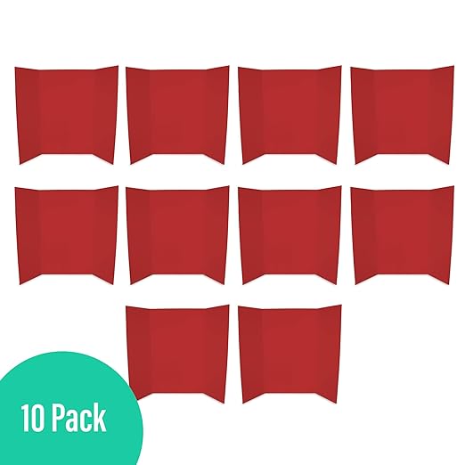 Flipside Products 36” x 48” Foam Project Boards for Presentations, Science Fair, School Projects, Event Displays and Trifold Picture Board - Red - 10 Pack