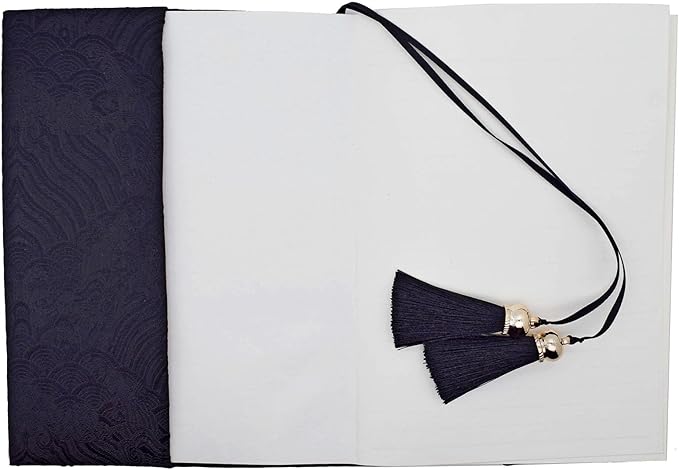 BLBMH 5.5x8.5 inch Book Covers with Bookmarks Adjustable Fabric Paperbacks Book Covers for Privacy Hardcover Softcover Novels Notebook Book Lovers Gifts - Chinese Black 8.5in