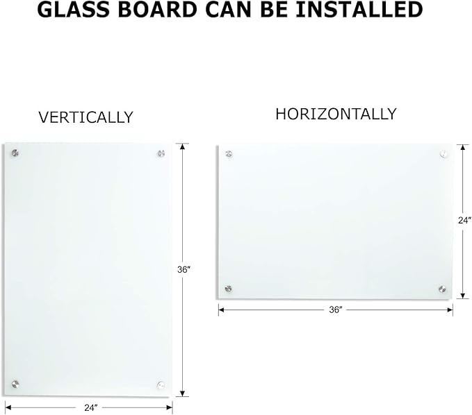 Dry Erase Boards Glass Whiteboard Magnetic 3'x 2' Frameless