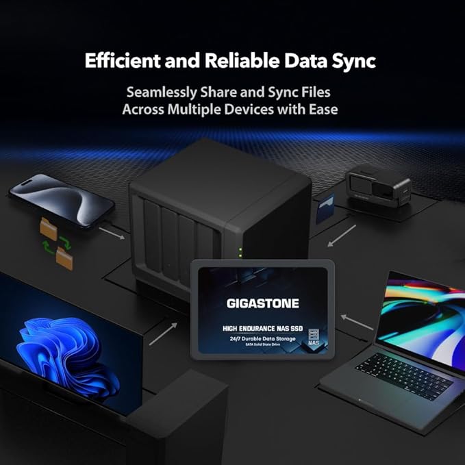 Gigastone 2TB NAS SSD Drive (2-Pack) 24/7 Durable TLC High Endurance RAID Data Storage Network Attached Storage 2.5" SATA Internal Solid State Hard Drives