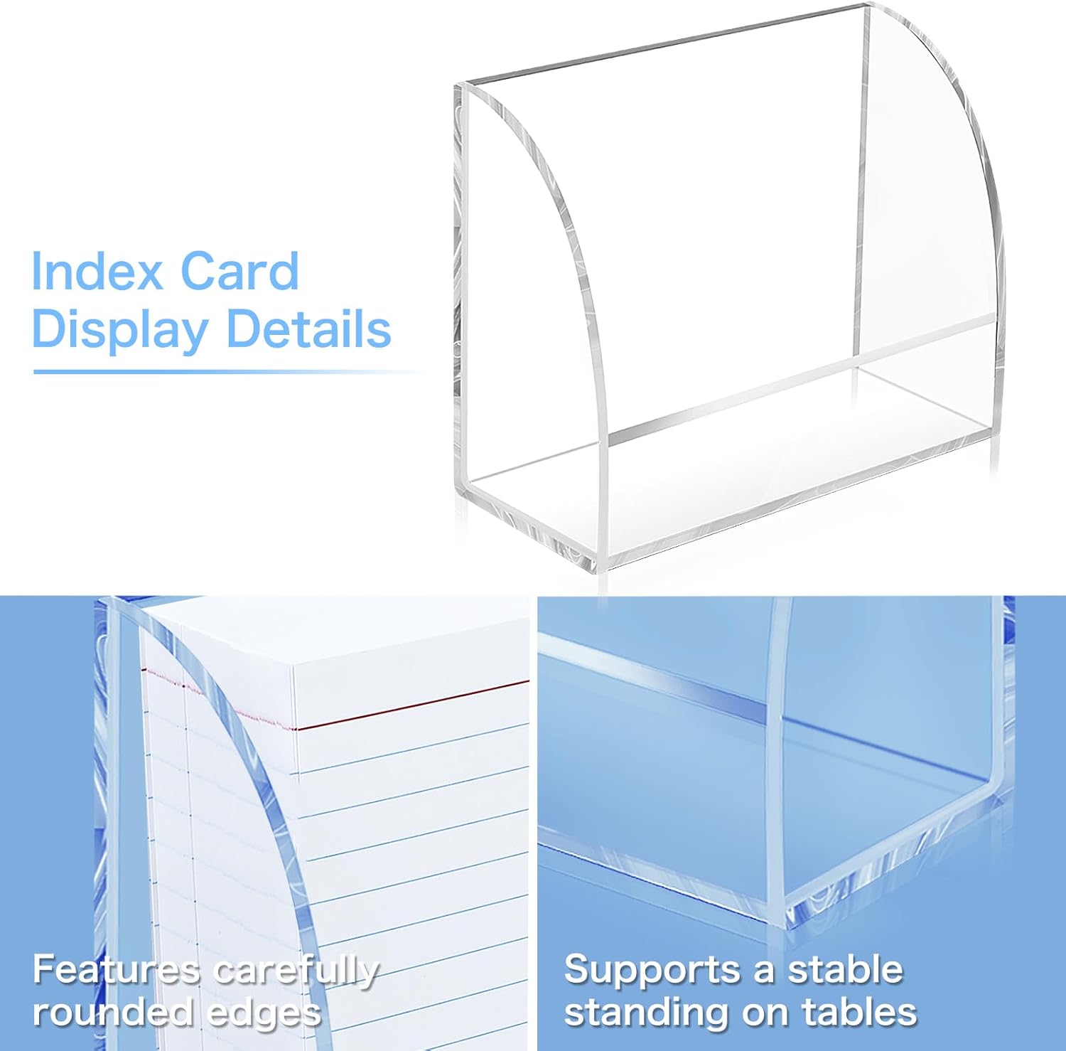 2 PCS Index Card Display Stand 4.7 X 2.4 X 6.3 Acrylic Card Holder for Desk File Note 4x6 Clear Postcard Stand Index Card Rack Acrylic Business Stand for Office Business Classroom(No Card)