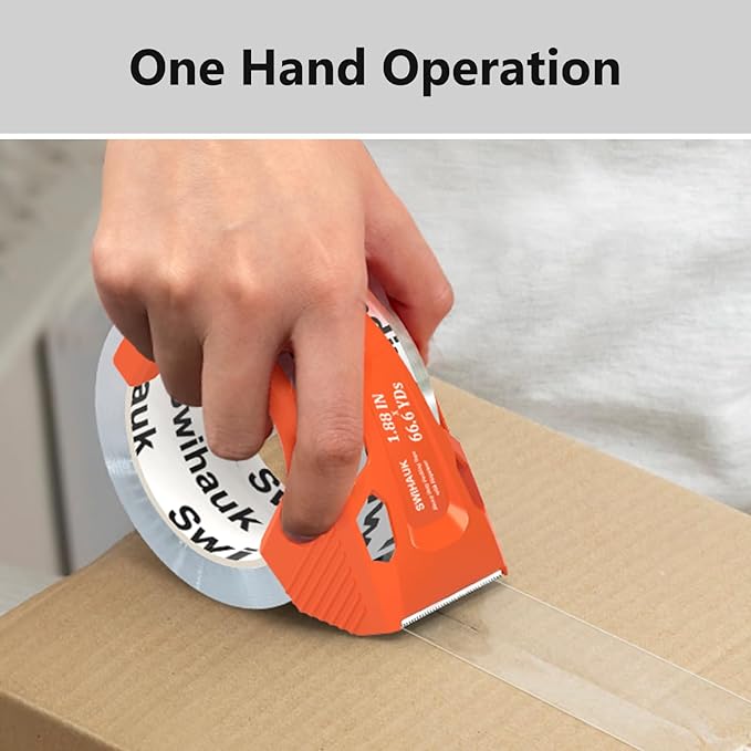 Swihauk Total 400 yd, 6 Pack 1.88 in x 66.6 yd - Heavy Duty Packing Tape with Dispenser Combo, Clear Shipping Tape, Packaging Tape, Package Tape for Shipping Moving Storage and Mailing, w30200