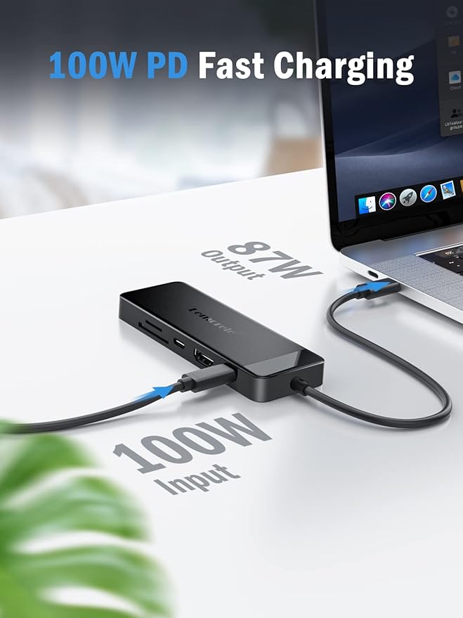 Lemorele 9-in-1 USB C Hub Multiport Adapter, USB C Dongle w/4K HDMI for MacBook Pro Air, 3 USB3.0 5Gbps and 1 USB2.0 Port, Type-C 3.0, 100W PD, SD/TF, Docking Station for Windows/iPad/Dell/HP/Lenovo