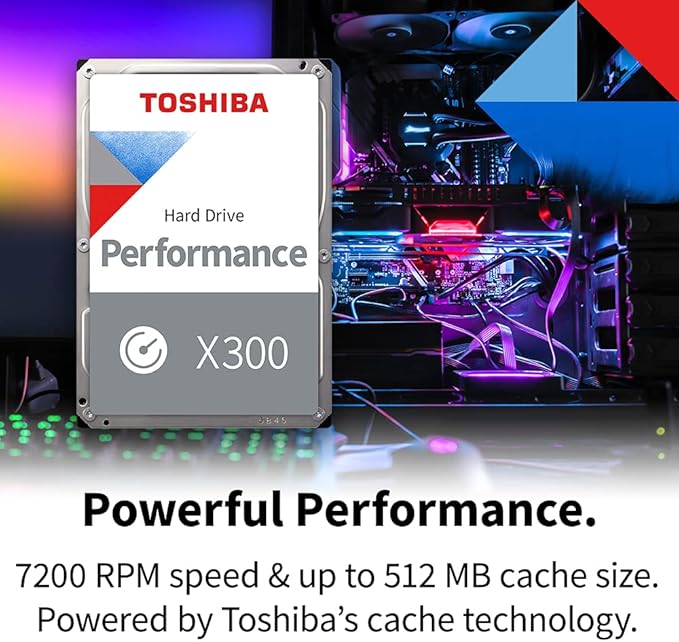 Toshiba X300 4TB Performance & Gaming 3.5-Inch Internal Hard Drive – CMR SATA 6 GB/s 7200 RPM 512 MB Cache - HDWR740XZSTA