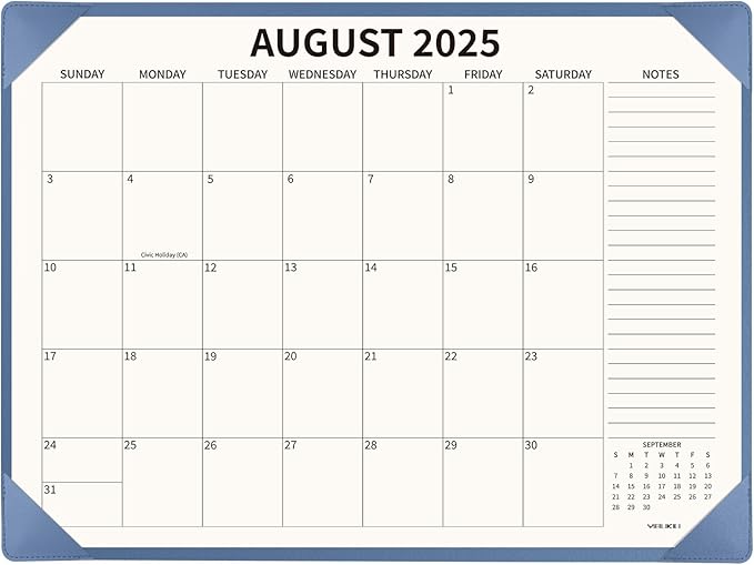 Desk Calendar 2025-2026 Large 22x17, July 2025-December 2026, 18 Months Big Desk Pad Calendar with Desktop Mat and Plastic Cover for Home Office School Planning, Blue